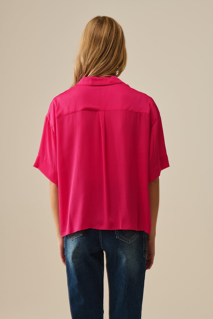 Wrap Front Shirt in Fuchsia - Shirts