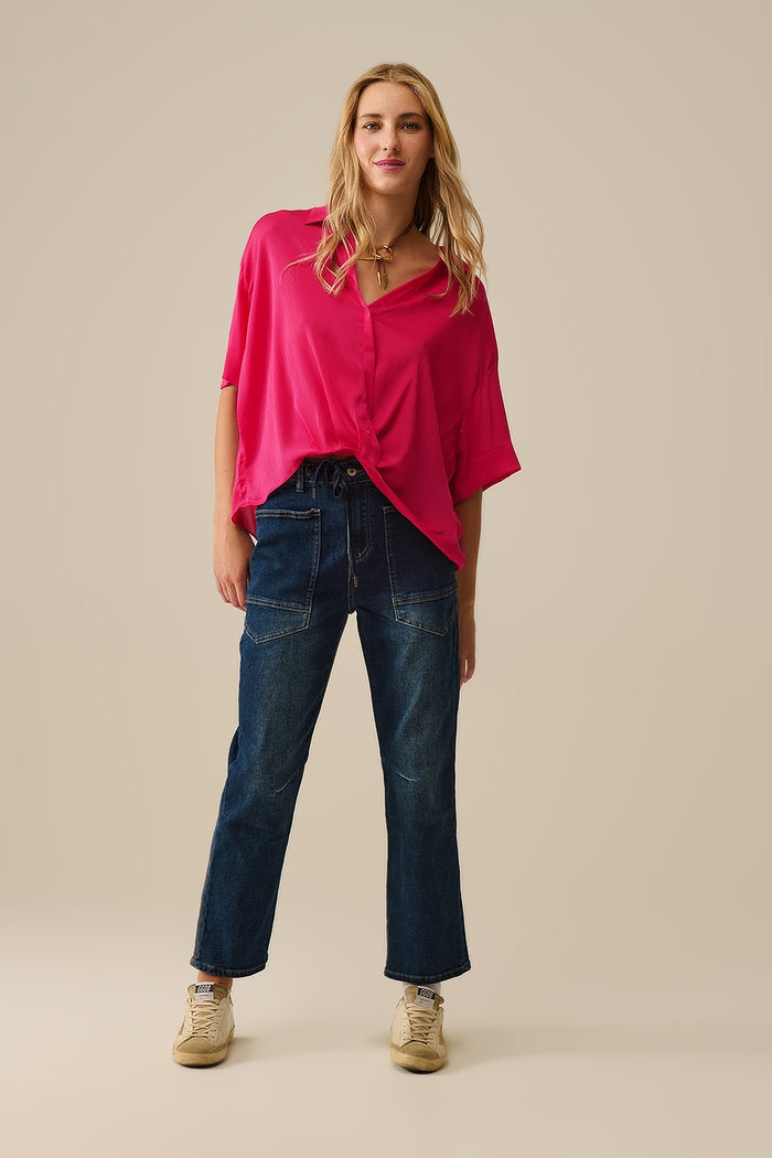 Wrap Front Shirt in Fuchsia - Shirts