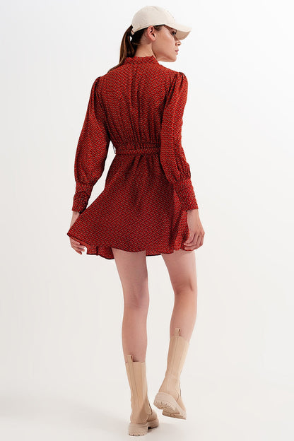 Wrap mini dress in geo print - dress