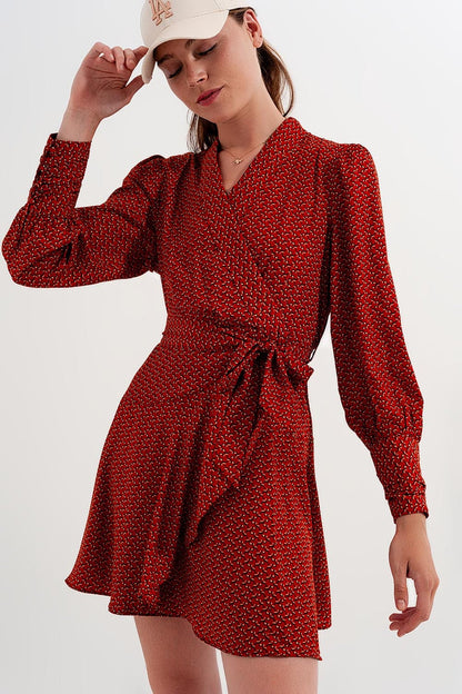 Wrap mini dress in geo print - dress