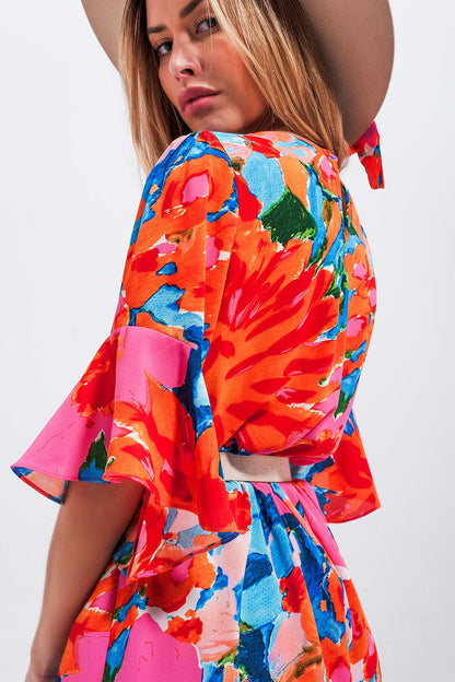 Wrap playsuit in floral - dress