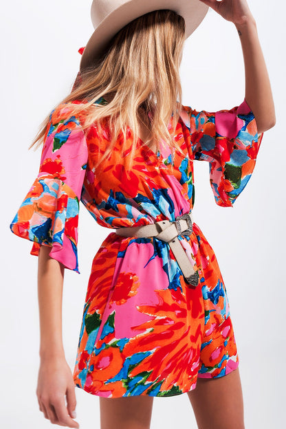 Wrap playsuit in floral - dress