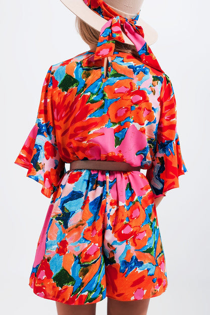 Wrap playsuit in floral - dress