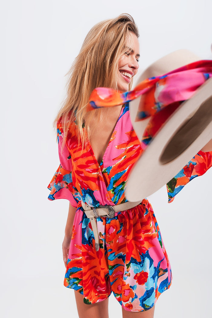 Wrap playsuit in floral - dress