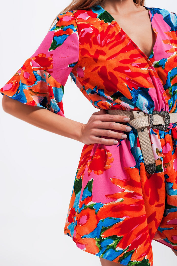 Wrap playsuit in floral - dress