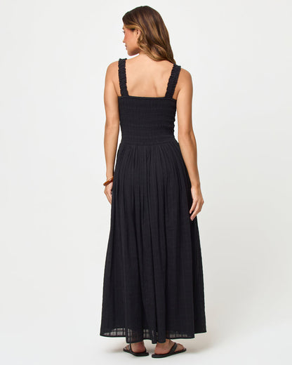 LSPACE Wren Maxi in black, back view on model.