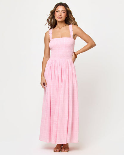 Rosewater| Badge:New Arrival_#B2AC88_#ffffff'
LSPACE Wren Maxi in rosewater, front view on model.