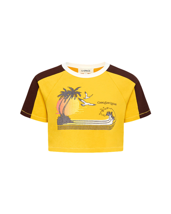 Off-model image of the LSPACE x The Salty Blonde Costa Crop Top in cabo sunset on a clean background.