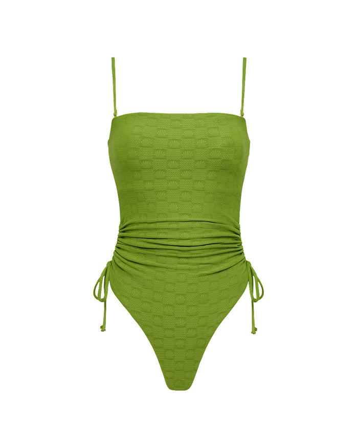 Off-model front view of the LSPACE x The Salty Blonde Verdant Elise One Piece Swimsuit.