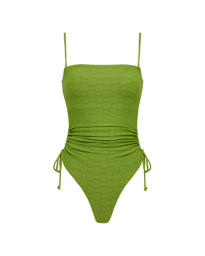 Off-model front view of the LSPACE x The Salty Blonde Verdant Elise One Piece Swimsuit.