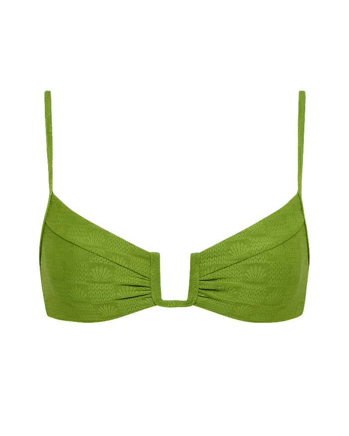 Off-model front view of the LSPACE x The Salty Blonde Verdant Peyton Bikini Top.