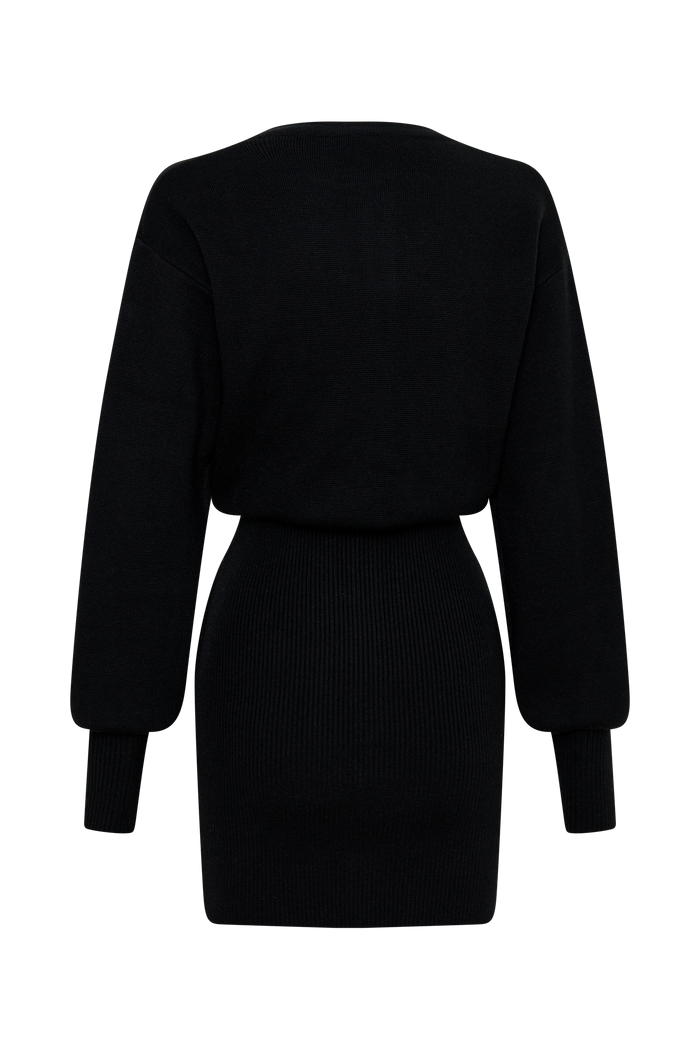 Xaden Wool Mix Knit Mini Dress - Black