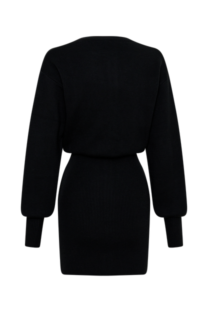 Xaden Wool Mix Knit Mini Dress - Black