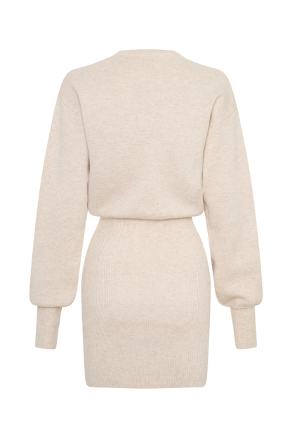 Xaden Wool Mix Knit Mini Dress - Oat Marle