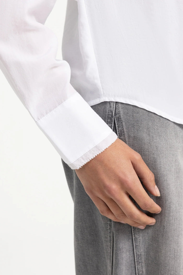 YAYA Blouse with Collar Detail - Pure White 01-201247-609 sleeve detail Shop YAYA at Dotique