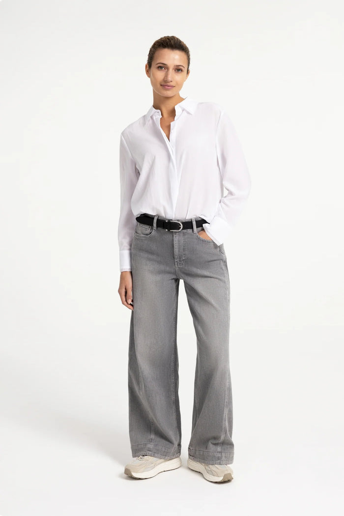 YAYA Blouse with Collar Detail - Pure White 01-201247-609 front view Shop YAYA at Dotique