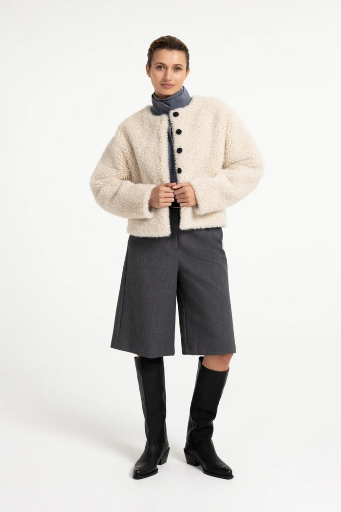 YAYA High Neck Raglan Blouse - Arctic Seal Grey 01-201248-609 on model Shop YAYA at Dotique
