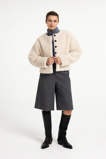 YAYA High Neck Raglan Blouse - Arctic Seal Grey 01-201248-609 on model Shop YAYA at Dotique