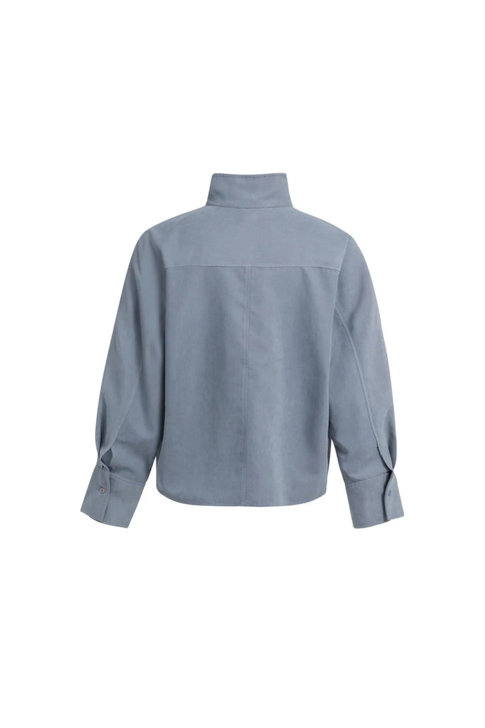 YAYA High Neck Raglan Blouse - Arctic Seal Grey 01-201248-609 back view Shop YAYA at Dotique