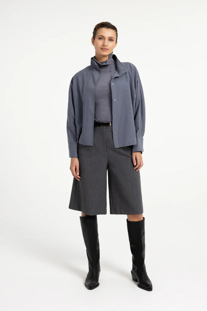 YAYA High Neck Raglan Blouse - Arctic Seal Grey 01-201248-609 on model Shop YAYA at Dotique