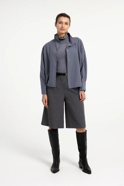 YAYA High Neck Raglan Blouse - Arctic Seal Grey 01-201248-609 on model Shop YAYA at Dotique