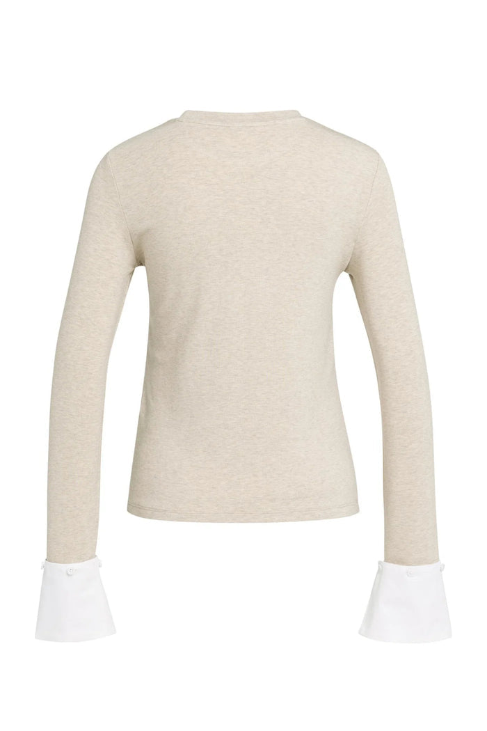 YAYA Jersey Top with Removable Cuff - Pure Cashmere Grey Melange 01-709418-609 Shop YAYA at Dotique