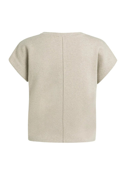 YAYA Jumper with Textured Sleeves - Pure Cashmere Grey Melange 01-000644-609 back view Shop YAYA at Dotique