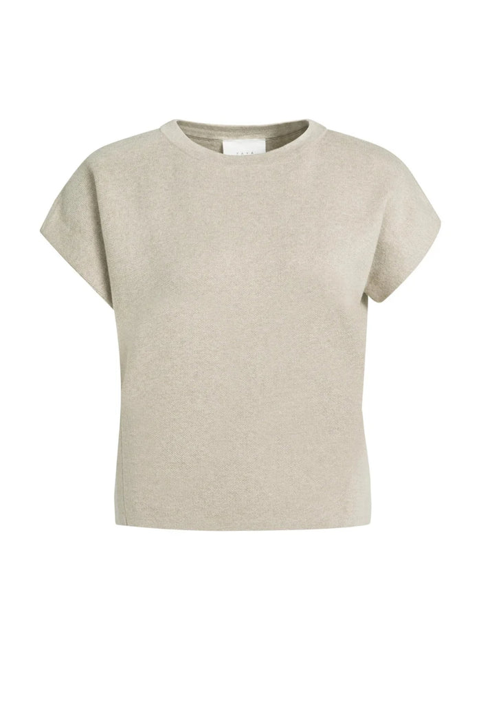 YAYA Jumper with Textured Sleeves - Pure Cashmere Grey Melange 01-000644-609 front view Shop YAYA at Dotique