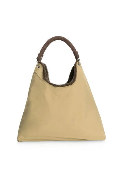 YAYA Reversible Nylon and Faux Fur Bag - Slate Black Brown 03-003128-609 front view Shop YAYA at Dotique