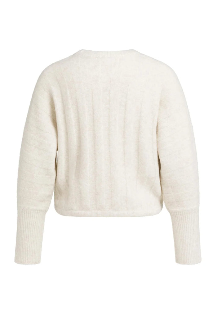 YAYA Rib Batwing Jumper with Cord - Off White Melange 01-000631-609 back view Shop YAYA at Dotique