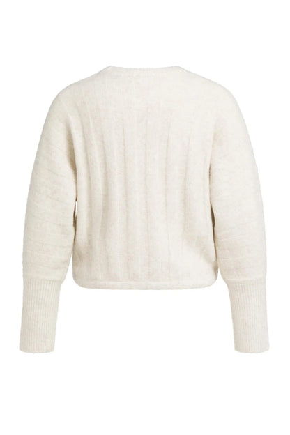 YAYA Rib Batwing Jumper with Cord - Off White Melange 01-000631-609 back view Shop YAYA at Dotique