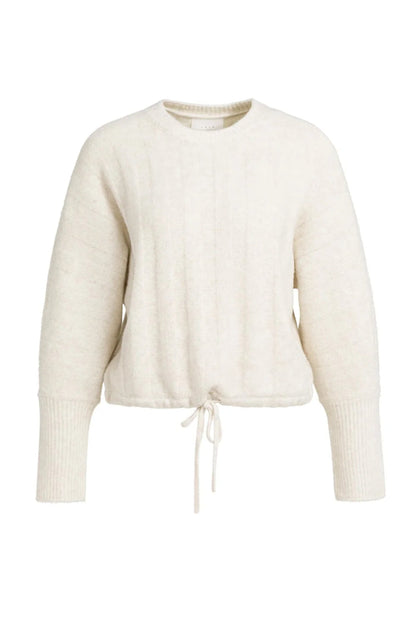 YAYA Rib Batwing Jumper with Cord - Off White Melange 01-000631-609 front view Shop YAYA at Dotique