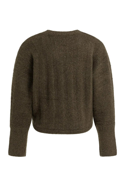 YAYA Rib Batwing Jumper with Cord - Slate Black Brown Melange 01-000631-609 back view Shop YAYA at Dotique