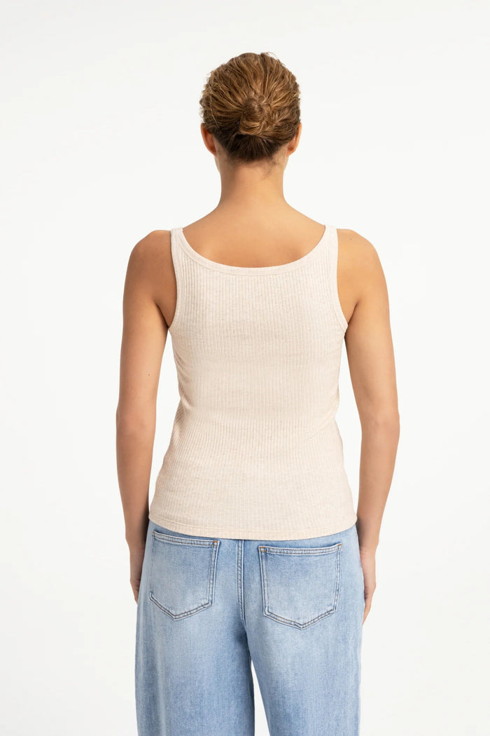 YAYA Soft Melange Singlet - Pure Cashmere Grey Melange 01-729066-609 back view Shop YAYA at Dotique