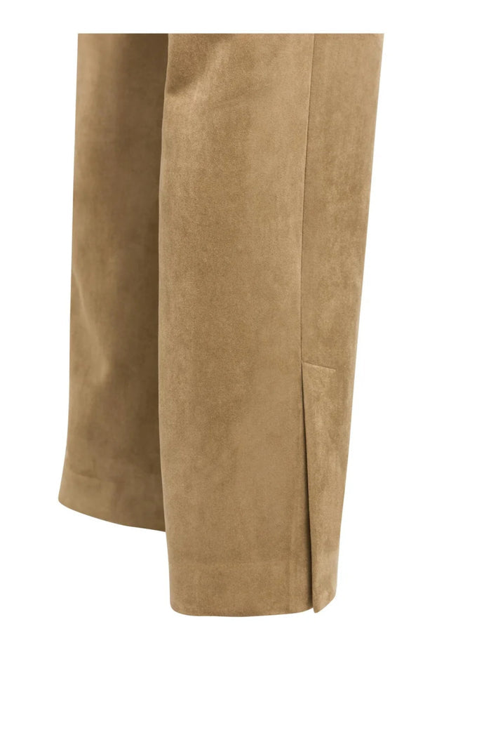 YAYA Suedine Wide Leg Trousers - Otter Brown 01-309283-609 leg detail Shop YAYA at Dotique