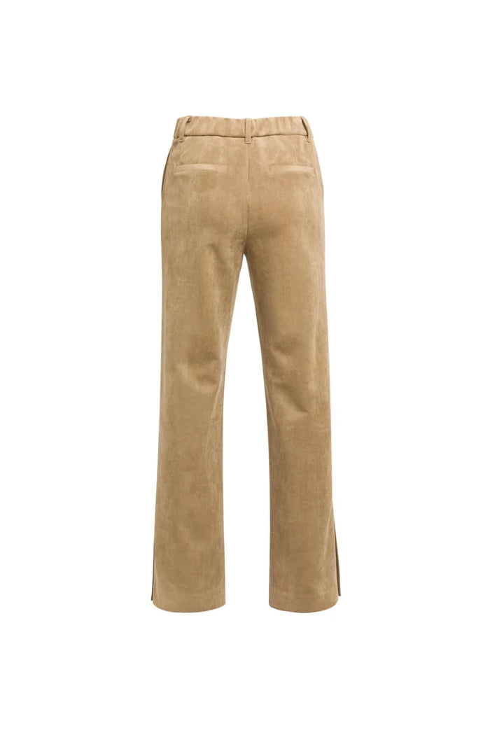 YAYA Suedine Wide Leg Trousers - Otter Brown 01-309283-609 front view Shop YAYA at Dotique
