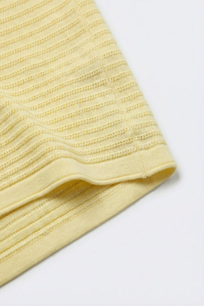 Yellow Lightweight Ribbed Knit Relaxed Fit Top