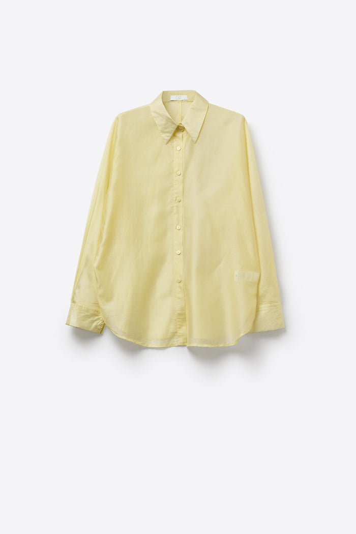 Yellow shiny satin shirt Button-Down Shirt with Relaxed Fit - Shirts
