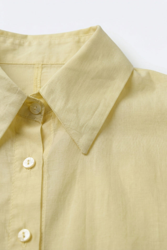Yellow shiny satin shirt Button-Down Shirt with Relaxed Fit - Shirts