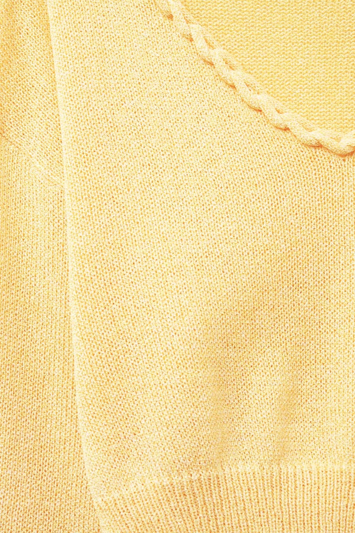 Yellow V-Neck Long Sleeve Crop Top