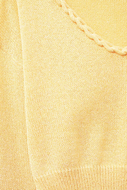 Yellow V-Neck Long Sleeve Crop Top