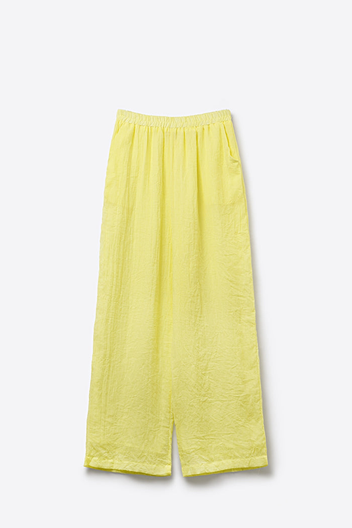 Yellow Wide-Leg Pants with sheer fabric - trousers