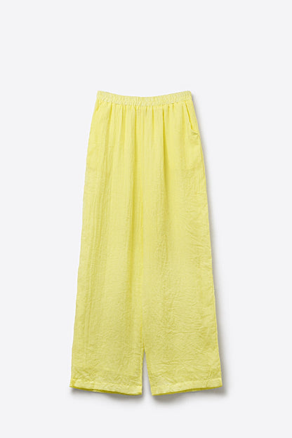 Yellow Wide-Leg Pants with sheer fabric - trousers