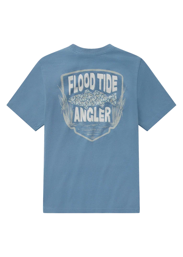 ssco camo fish Youth Flood Tide Short Sleeve Nautical Blue Tee
