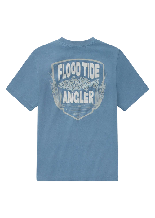 ssco camo fish Youth Flood Tide Short Sleeve Nautical Blue Tee