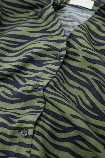 Zebra Printed Shirt in Green - Shirts